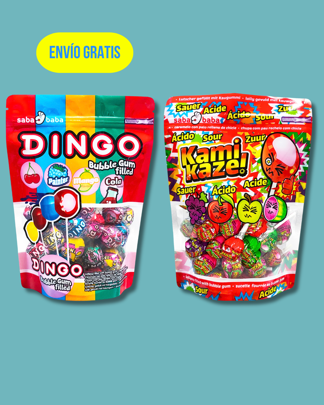 PACK DINGO & KAMIKAZE MIX | Caramelos Rellenos Chicle (Promo envío gratis)