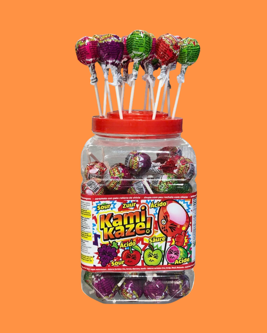 KAMIKAZE SURTIDO ÁCIDOS | Caramelos Rellenos Chicle [Bote 100u]